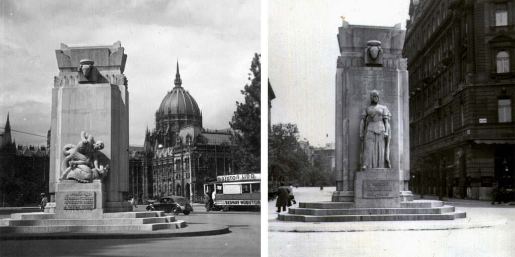 Az eredeti emlékmű (Fotók: Kelecsényi Kristóf és Kurutz Márton, Fortepan)