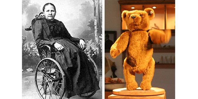 Margarete Steiff és az egyik első európai játékmackó (Fotó: Wikipedia)