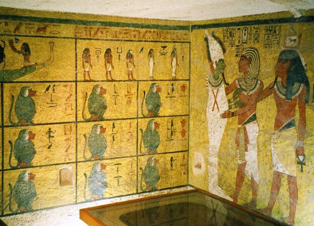 Tutanhamon sírjának falfestményei (Fotó: Wikipedia)