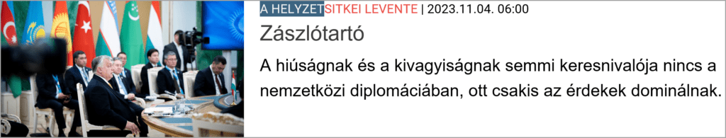A Magyar Nemzet 2023. november 4-ei hírleveléből (Képernyőmásolat)