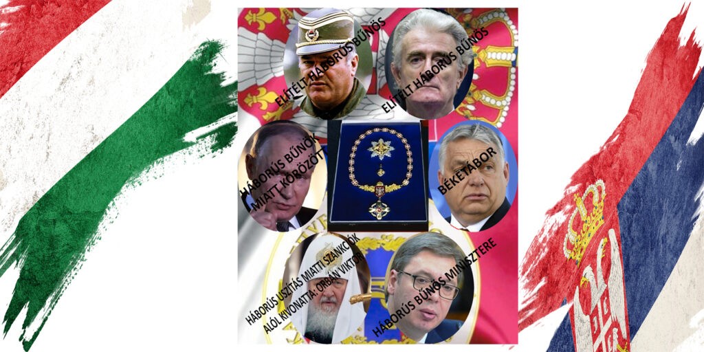 A Republika srpska érdemrendje láncon háborús bűnösöknek és egyéb kiválóságoknak (Montázs: SZMSZ)