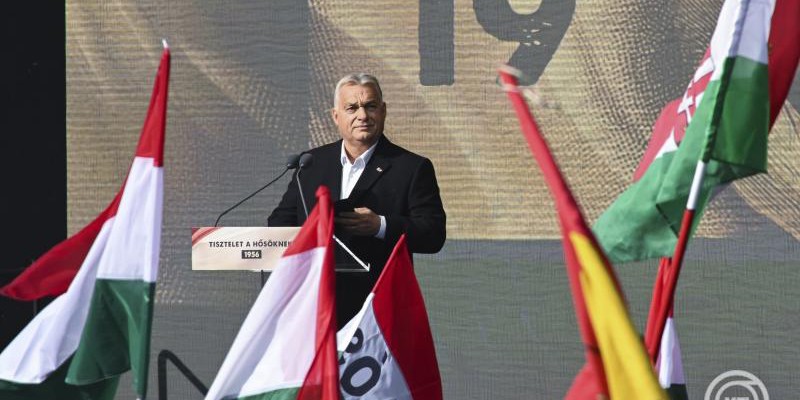 Orbán Viktor a Millenárison tartott 1956-os állami megemlékezésen. 2024. október 23. (Fotó: Koszticsák Szilárd/MTI)