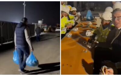 Az elnök ételt vitt a kínai munkásoknak és közölte: Szerbia nem állhat meg!