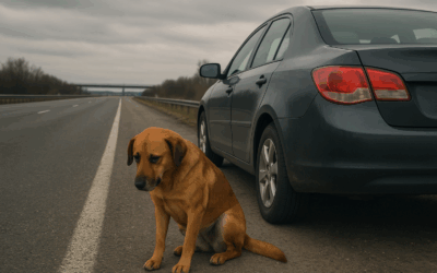 Az autópályán történt baleset után a kutyus egyedül várakozott a jármű mellett (Fotó)