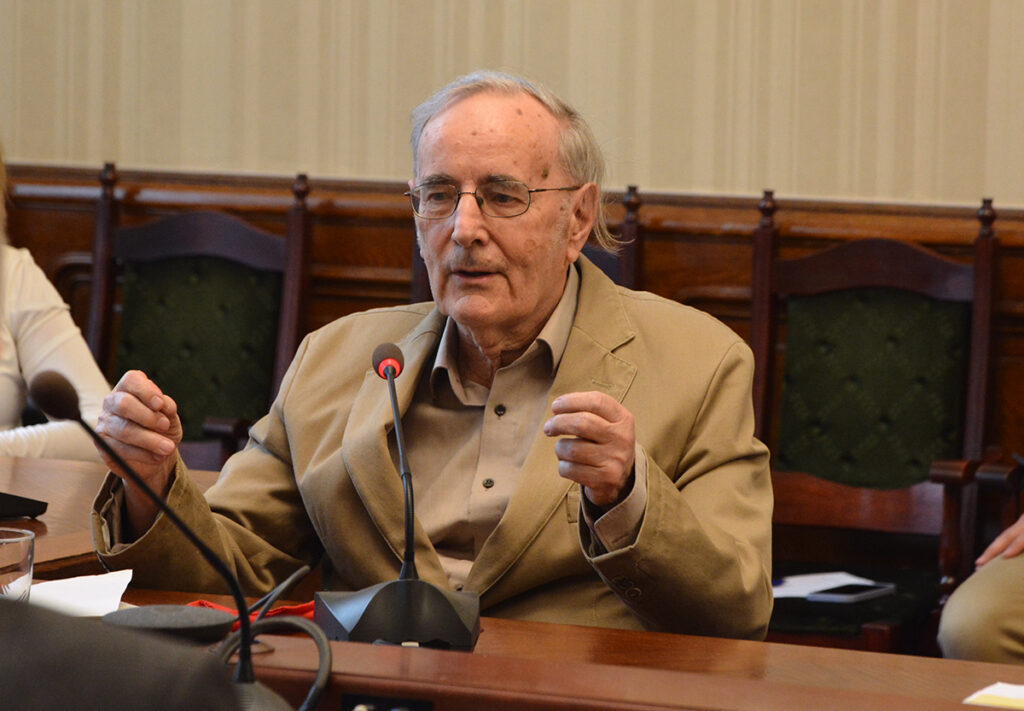 Várady Tibor a budapesti Állam és Jogtudományi Karon szervezett könyvbemutatón. 2026. június 11. (Fotó: Szappanos Veronika/SZMSZ)