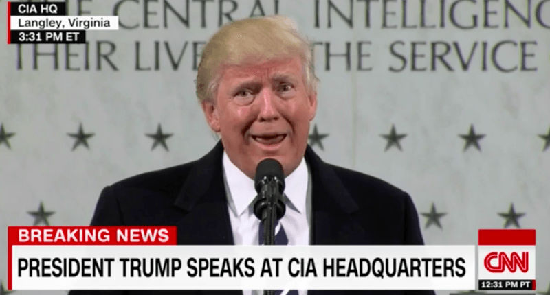 <span class="entry-title-primary">„Totális drágakő” – Trump „ajándéka” a CIA-nak</span> <span class="entry-subtitle">„Bámulatos, tüneményes, nagyon-nagyon különleges” beszéd az előző héten lenácizott hírszerzőkhöz, akikkel az új elnök „azonos hullámhosszon van”</span>