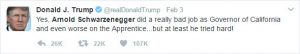 Trump a Twitteren vágott vissza Schwarzeneggernek
