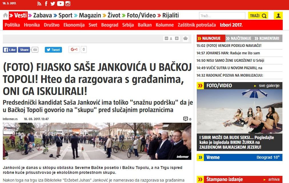 Janković helyett magát járatta le az Informer