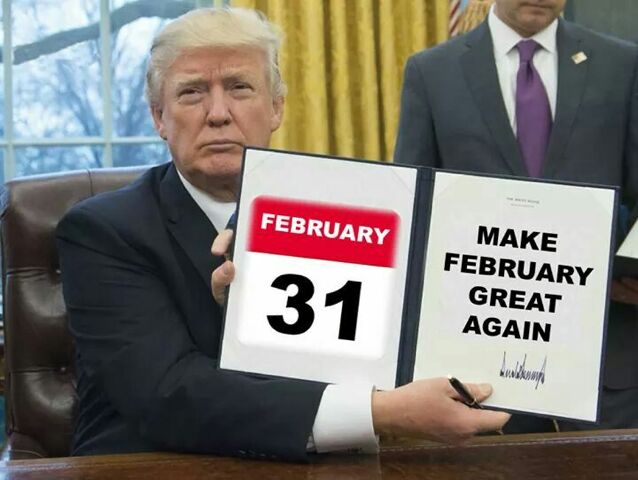 <span class="entry-title-primary">Az időszámítás Donald Trump szerint</span> <span class="entry-subtitle">Vajon hányadika lehet ma? – Akárhogy számolja is szegény, nála még csak február 31-e van</span>