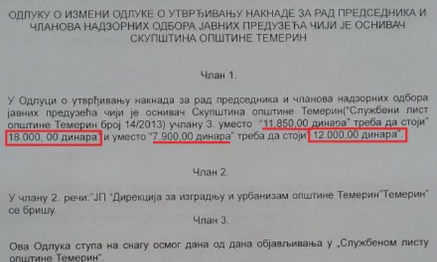 Temerin: A haladó-VMSZ-es többség 50-100 százalékkal növeli saját juttatásait