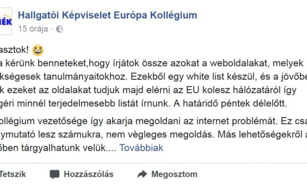 Az Európa Kollégiumban csak az előre engedélyezett honlapokat lehet majd böngészni