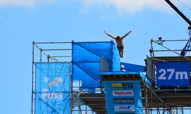 <span class="entry-title-primary">Bemutatkozott a vizes világbajnokság leglátványosabb sportága – KÉPEK</span> <span class="entry-subtitle">Óriás toronyugrással fejeződik be a budapesti eseménysorozat</span>