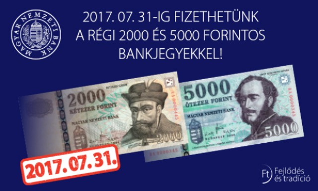Már csak hétfőn lehet fizetni a régi 2000 és 5000 forintosokkal
