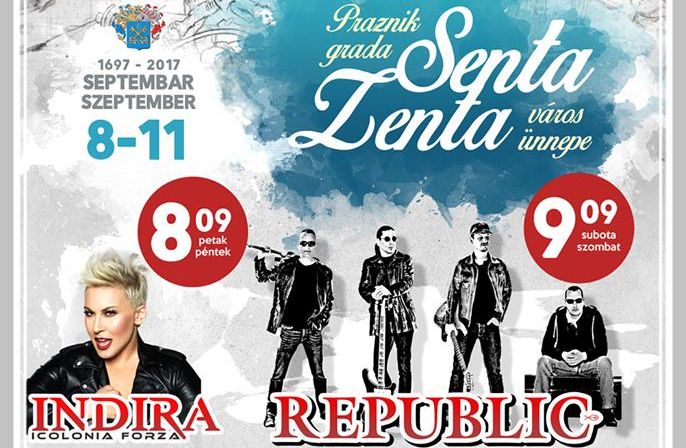 Zentai városnap: A Republic és Indira lép fel