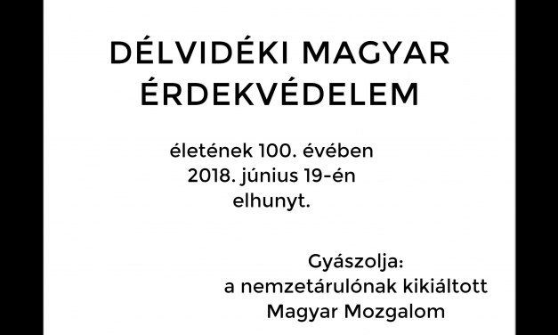 A délvidéki magyar érdekképviseletet gyászolja a Magyar Mozgalom