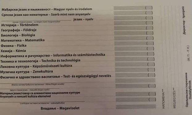 Ötödikes bizonyítványok: Nincs hely magyarul beírni a jegyet