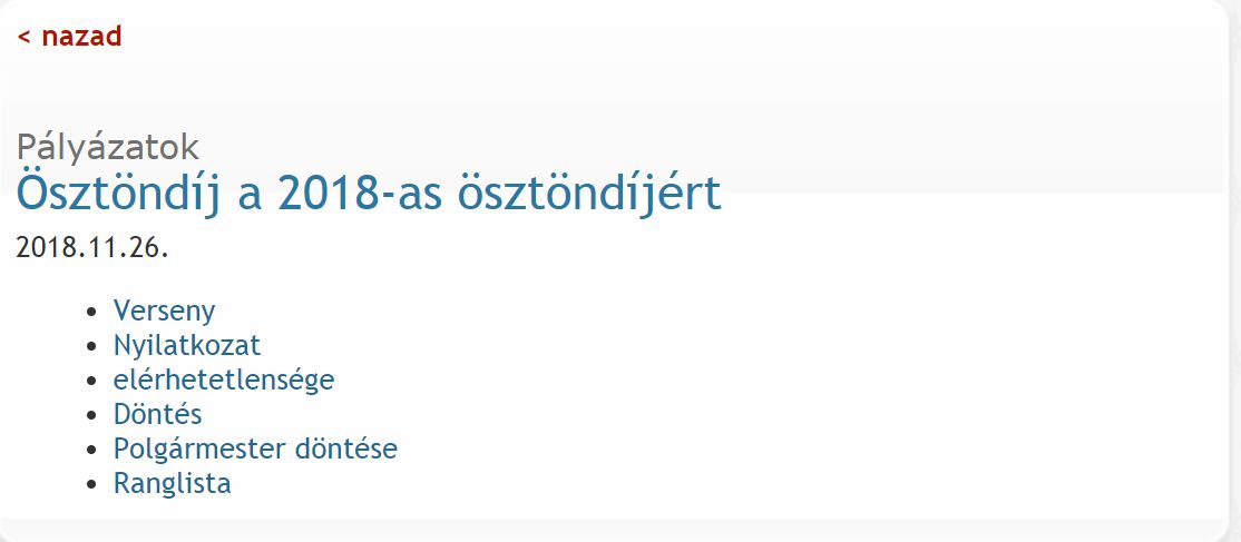 Ösztöndíj a 2018-as ösztöndíjért