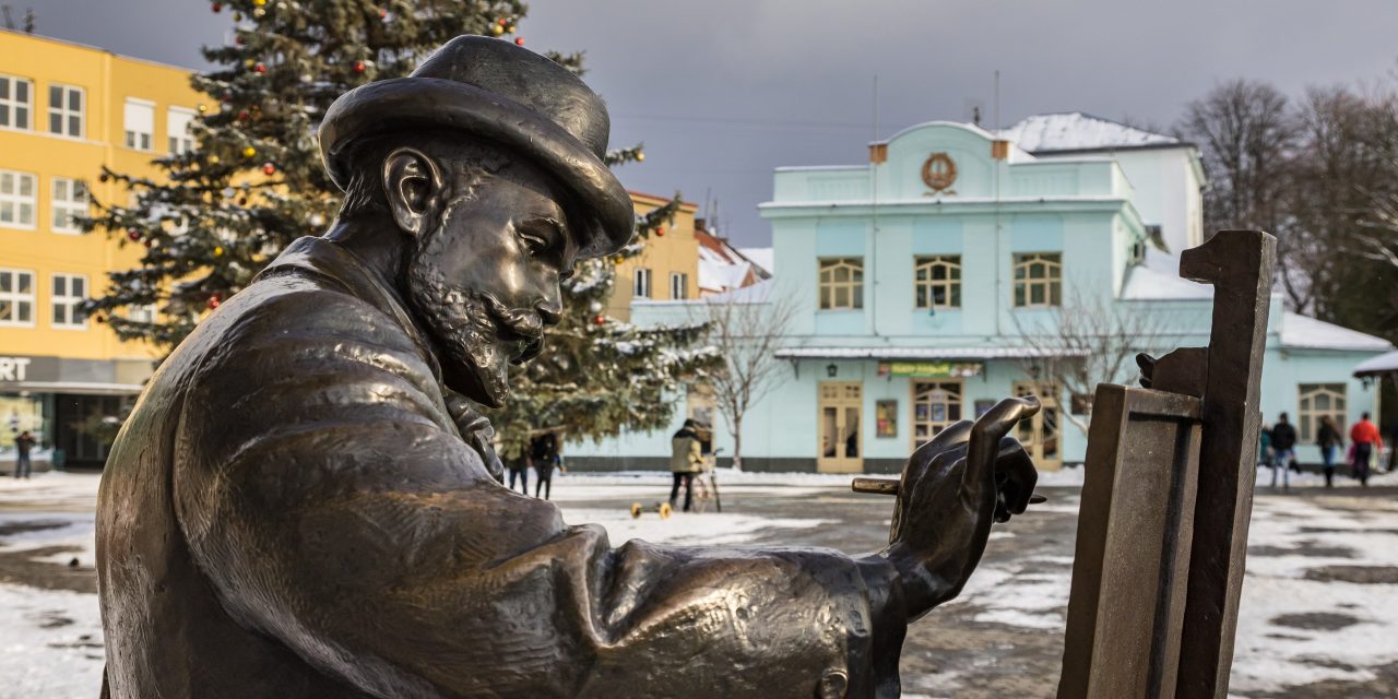 Ungvár: festő a téli tájban