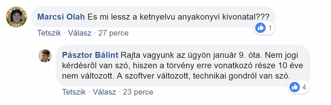 Kétnyelvű anyakönyvi kivonatok: Pásztor Bálint szerint „a VMSZ rajta van az ügyön”