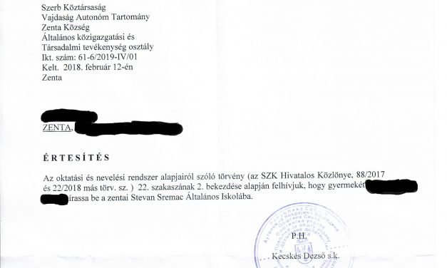 Zenta: Ne rohanjon beíratni a gyerekét az iskolába…