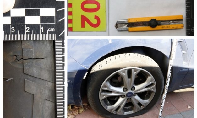 Megzavarták a kakaókevergetésben, tapétavágóval állt bosszút a gumiabroncson