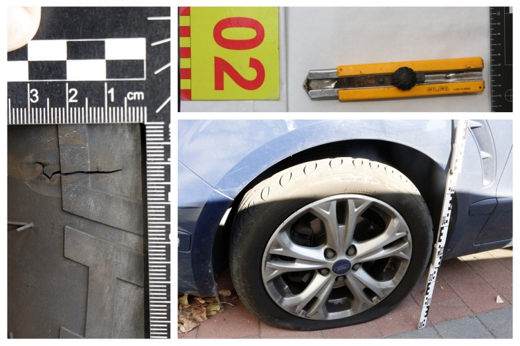 Megzavarták a kakaókevergetésben, tapétavágóval állt bosszút a gumiabroncson