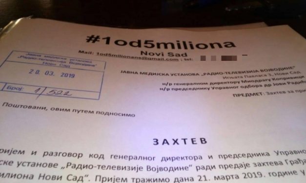 Az RTV vezetőivel akarnak találkozni az Egy az ötmillióból képviselői – Pirost kesztyűt kap Újvidék polgármestere