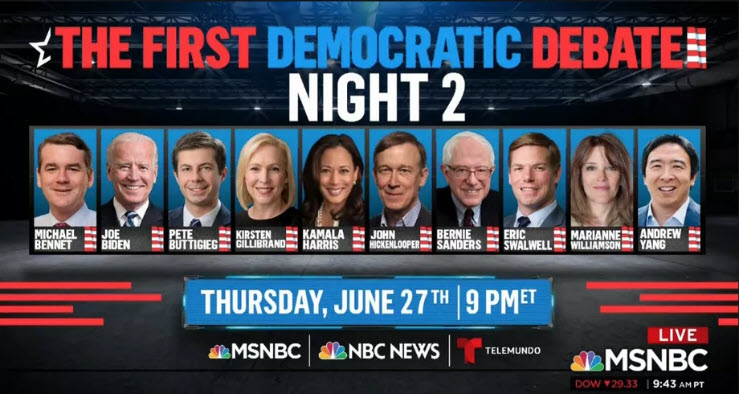 <span class="entry-title-primary">A demokrata elnökjelöltek első tévévitájának második estéje</span> <span class="entry-subtitle">Először áll a vitapódiumra az éllovas Joe Biden volt alelnök</span>