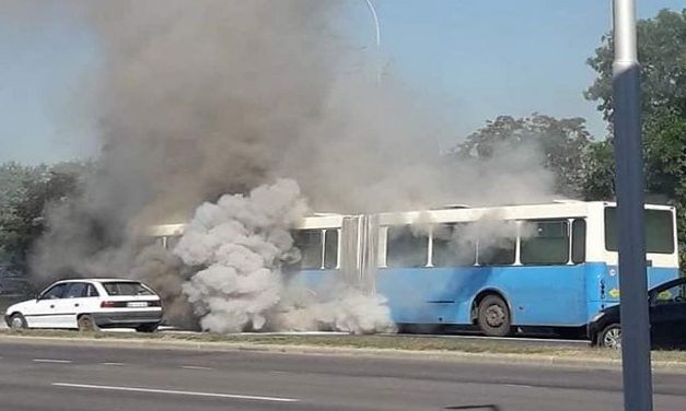 Kigyulladt egy autóbusz Újvidéken