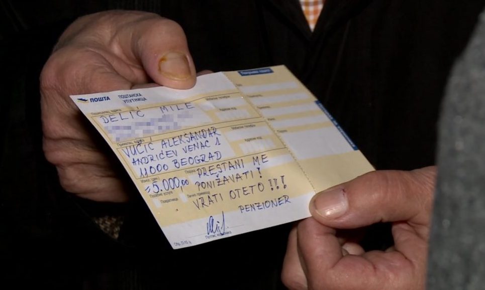 Vučić nem fogadta el az ötezer dinárt, visszaküldte a nyugdíjasnak