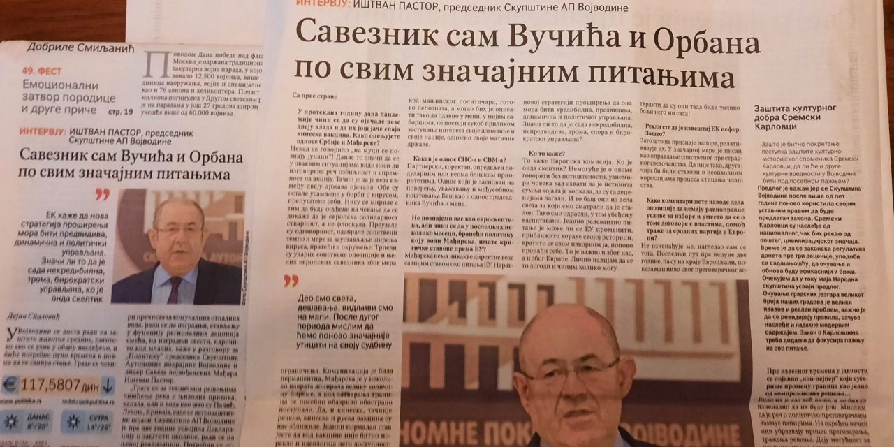 Pásztor: Minden fontos kérdésben Orbán és Vučić szövetségese vagyok