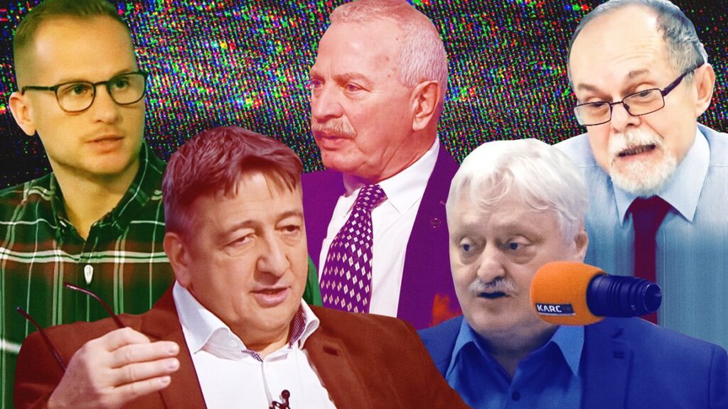 Most bezzeg nem békemenetelnek, amikor háború van: Bayer Zsolt (alsó bal) és szájhős haverjai (Illusztráció: 444.hu)