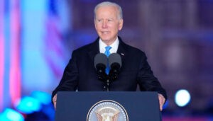 Joe Biden Varsóban rezsimváltásra szólította fel az oroszokat (Fotó: CNN képernyő)