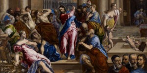 A kufárok kiűzése a templomból: El Greco, 1570 körül, Washingtoni Nemzeti Galéria (Reprodukció: Wikipedia)