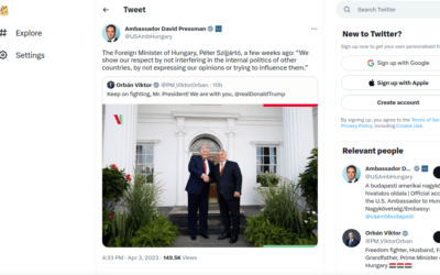 Az amerikai nagykövet Szijjártó-idézettel emlékeztette Orbánt, hogy a magyar kormány nem avatkozik mások belügyeibe