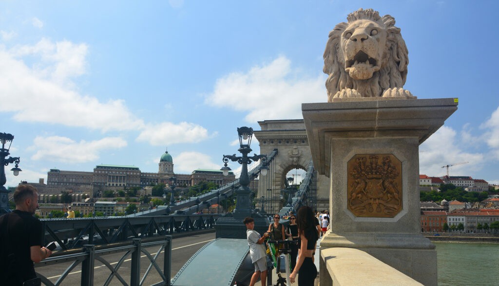 Az oroszlán alatt Sina György címere látható, a báró szervezte a finanszírozását és a legnagyobb adomány is az övé volt, a felirat jelentése Megmaradni fedhetetlennek