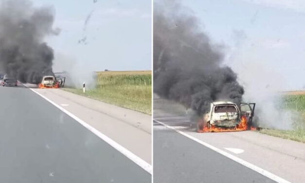 Menet közben gyulladt ki egy autó az autópályán Újvidéknél