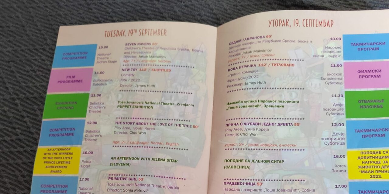 Csak cirill betűkkel és angolul olvasható a szabadkai Nemzetközi Gyermekszínházi Fesztivál programja