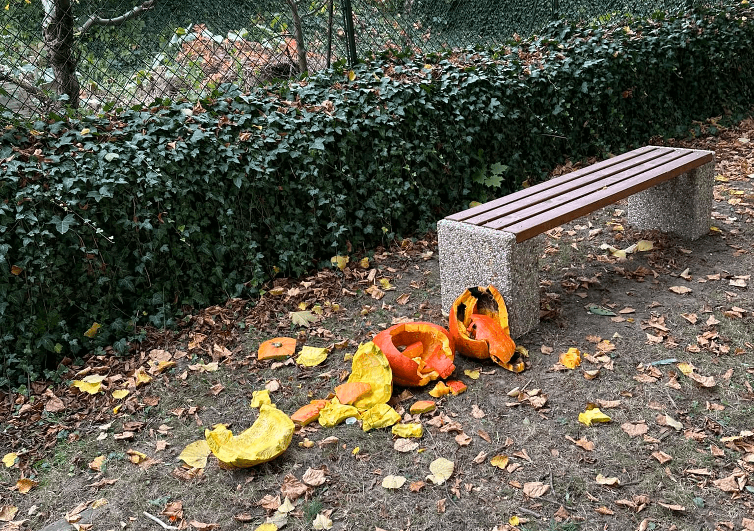 A szétvert töklámpások Obec Kurdějov faluban Forrás: Facebook