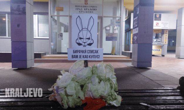 Káposzta és nyúlrajzok a minisztérium előtt