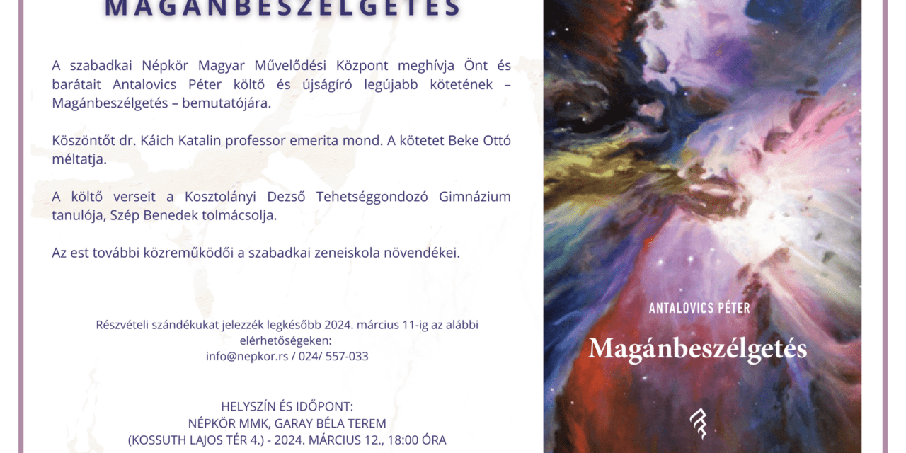 Magánbeszélgetés – Könyvbemutató a Népkörben