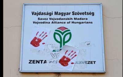 Egy provokátor várta a zentai tüntetőket a Szerb Haladó Párt székháza előtt (videó)