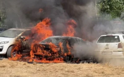 Három autót nyelt el a tűz a nagybecskereki strandon