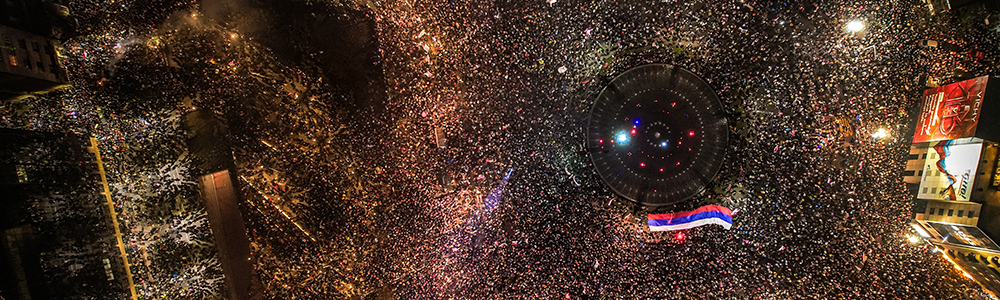 Diáktüntetés Belgrádban, 2025. március 15-én