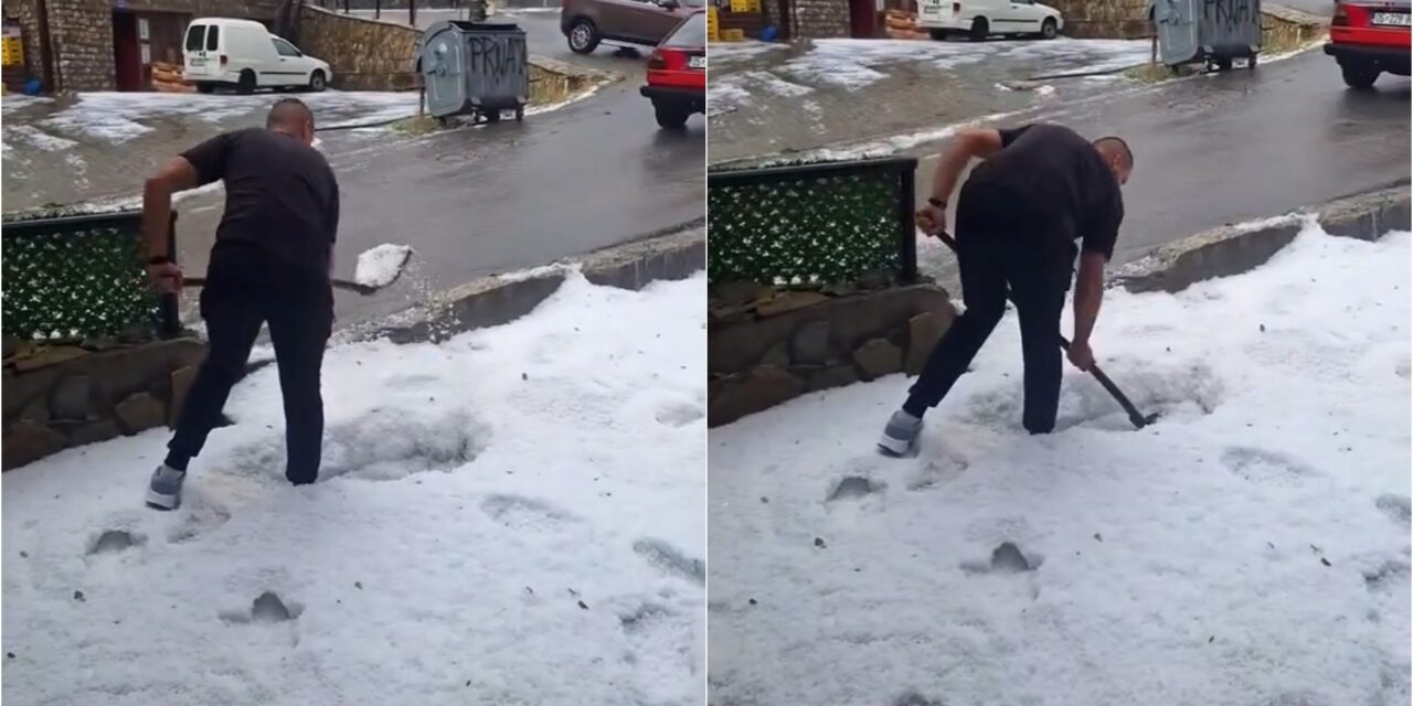 Lapátolni kellett a jeget az ítéletidő után