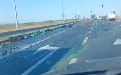 Sörösüvegek hullottak ki egy kamionról Újvidék közelében (Videóval) Az ital szanaszét folyt az úttesten