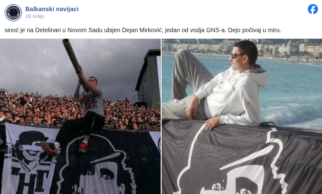 Újvidéken megölték a Partizan egyik vezérszurkolóját