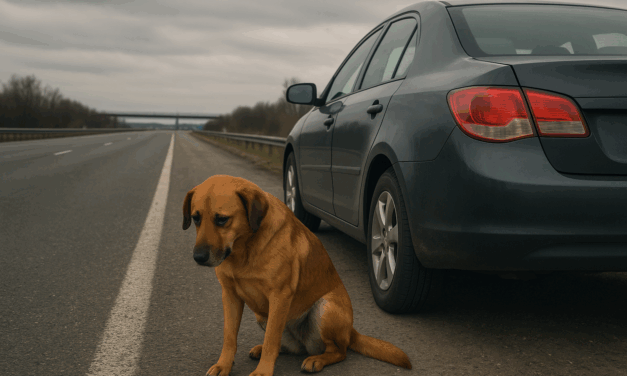 Az autópályán történt baleset után a kutyus egyedül várakozott a jármű mellett (Fotó)