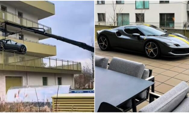 Erkélyen parkolt egy Ferrari (videóval)