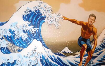 Magyar Péter az áradó Tiszán szörfözve aurafarmingol drMáriás festményén